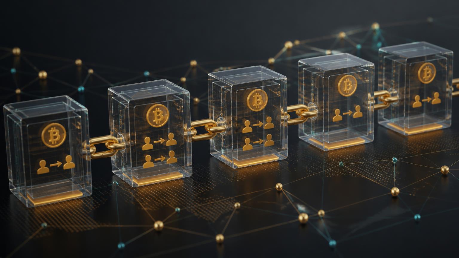 Transparent transaction blocks connected into a blockchain